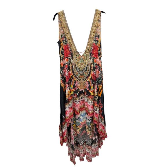 NWT Czarina Crystal Embellished Silk Blend Hi-Low Floral Maxi Dress S - Picture 6 of 16